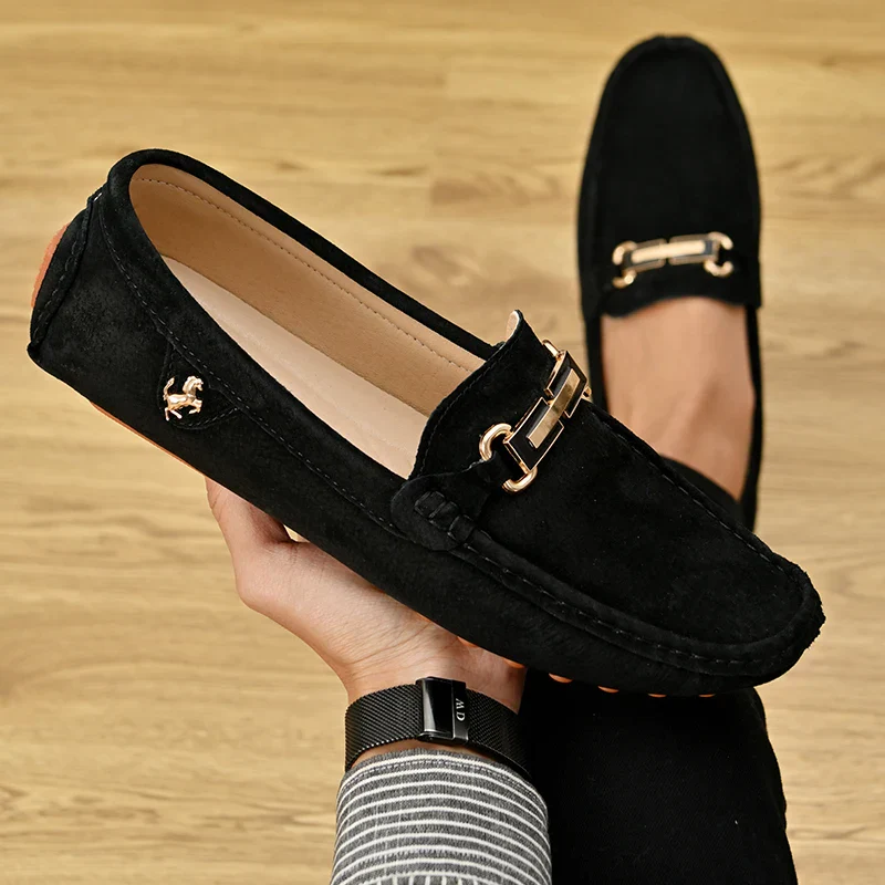 Zomerse heren schoenen - Elegante suède loafers met gouden accenten voor stijlvolle uitstraling - Afbeelding 3