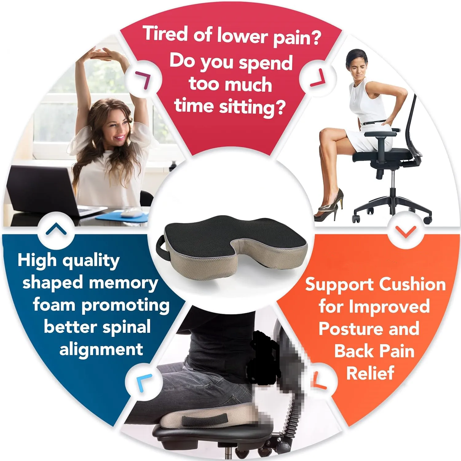 zitkussen orthopedisch - Ergonimisch ontwerp voor ultiem comfort - Afbeelding 3