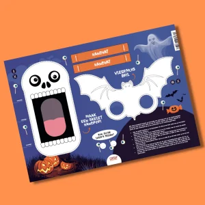 Bouwplaat griezelen masker en handpop